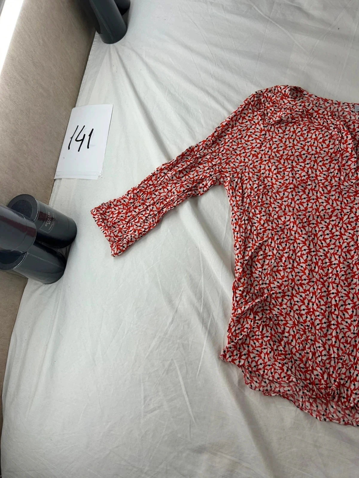 Vintage red blouse with white patterns – photo 4